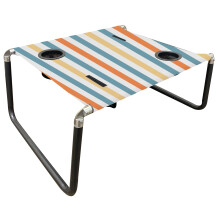 Neso Portable Beach Table with Cup Holders, Cell Phone Pockets, Lightweight for Picnics and Parks (Vintage Stripes)