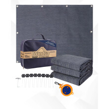 FoundGo Awning Carpet with Eyelets [280g/m? HDPE] 250x400cm Outdoor Camping Carpet Breathable Awning Flooring including Carrying Bag 8x pegs &