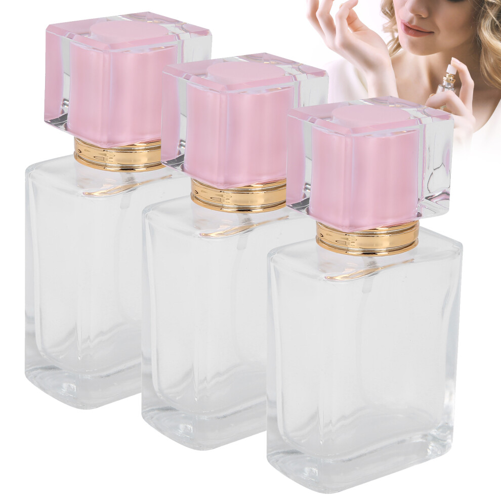Pink Refillable 50Ml Glass Perfume Spray Bottle Transparent Empty Container