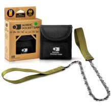 Nordic Pocket Saw for Camping - 65 cm Pocket Chainsaw with 33 Bi-Directional Teeth - Handy Backpacking Saw with Extra Large Nylon Handle Loops -