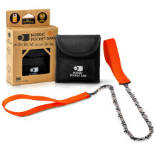 Nordic Pocket Saw for Camping - 65 cm Pocket Chainsaw with 33 Bi-Directional Teeth - Handy Backpacking Saw with Extra Large Nylon Handle Loops -