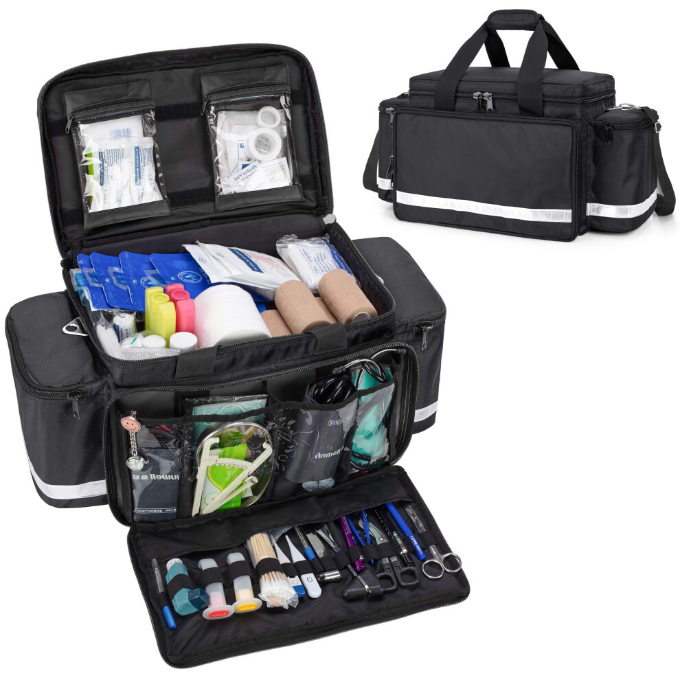 Trunab Emergency Responder Trauma Bag Empty, Professional Large First Aid Bag Medical Bag With Inner Dividers And Non-Scratch Bottom, Ideal For Emt,