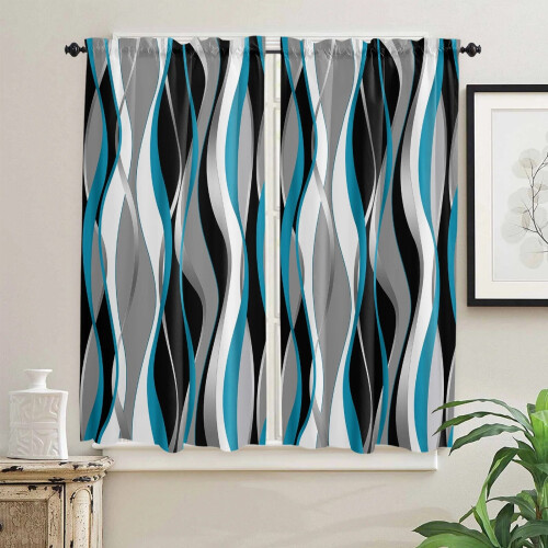 Abstract Gradient Turquoise Curtains 2-Pack 2