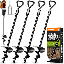 Ground Anchors Tent Stakes Trampoline Anchors Heavy Duty Screw in, Tent Stakes High Winds Heavy Duty for Camping Tent, Canopies, Carports, Sheds,