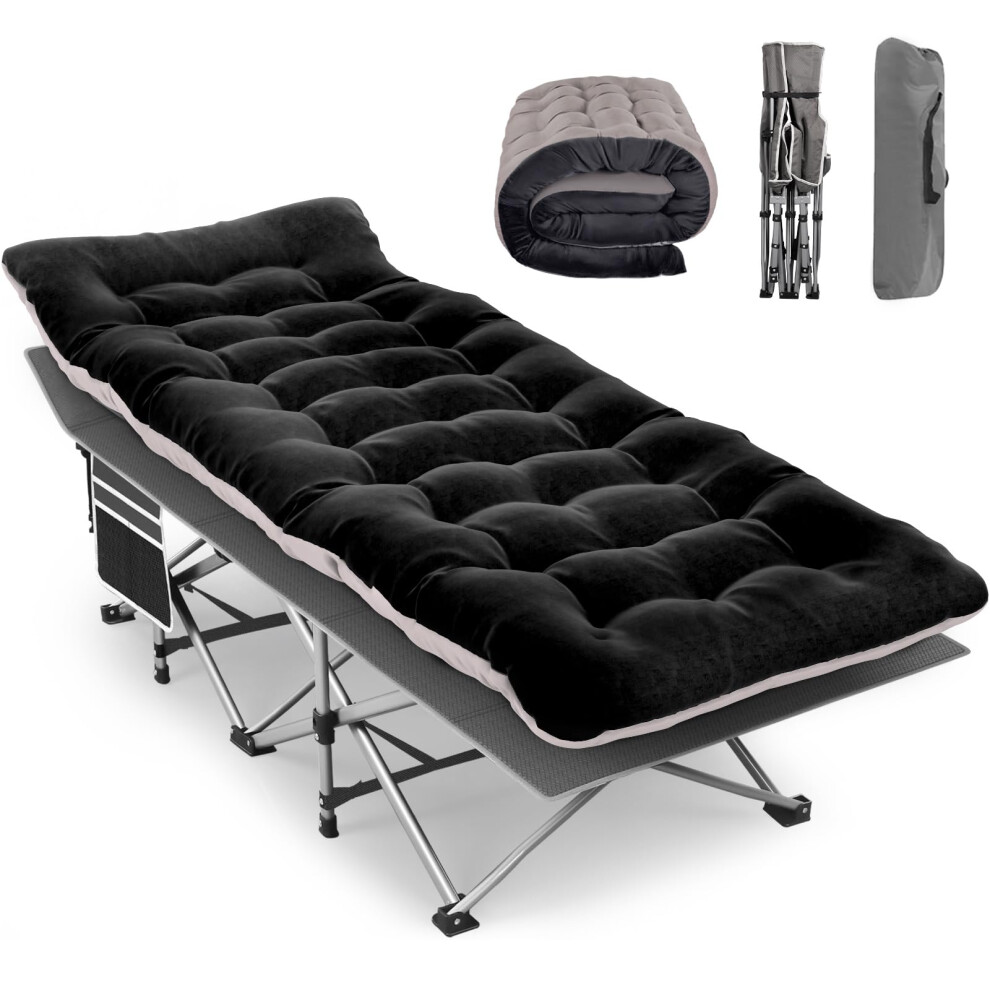 Autoyet Camping Bed For Adults With Mattress: Folding Bed With Comfortable Cushion, Portable & Compact Camping Cot With Storage Bag For Sleeping, Folding Camp