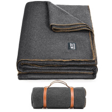 OneTigris Wool Blanket, Camping Wool Blanket?Large, Cozy, Washable,Great for Camping,Outdoors,Car,Sporting Events, Bushcraft Survival Kits 64in x 87in