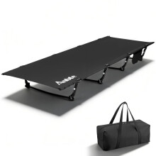 Anbte Ultralight Folding Camping Cot, 125 kg Capacity Portable Camping Cot Comfortable Folding Bed with Storage Bag & Side Pocket, Lightweight, for