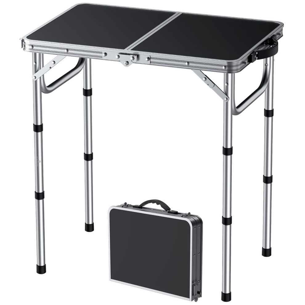 Photos - Outdoor Furniture FUNYKICH Small Foldable Camping Tables, 3 Height Adjustable Portable Folding Table, Lightweight Aluminum Outdoor Ta(58x40cm)