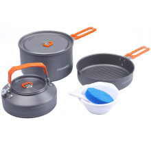 Fire-Maple Feast 2 Camping Cookware Set | Outdoor Cooking kit with Pot Kettle Pan Bowls and Spatula | Kitchen Utensils for 1 to 3 People Backpacking