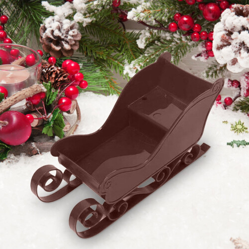 Brown Mini Christmas Sleigh Decoration Plastic 1 Piece 1