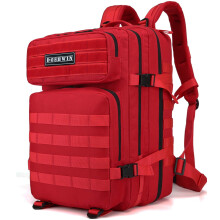 Doshwin 40L Military Backpack Tactical Army Assault Pack Molle Camo Rucksack for Camping Trekking Travel Hiking (Red)