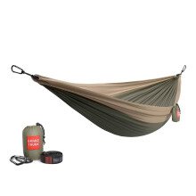 GRAND TRUNK Double Deluxe Hammock with Hanging Straps and Carabiners - Made from Parachute Nylon Fabric and Holds Two Peoople or 400lbs (Olive