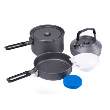 Fire-Maple Feast 2 Camping Cookware Set | Outdoor Cooking kit with Pot Kettle Pan Bowls and Spatula | Kitchen Utensils for 1 to 3 People Backpacking