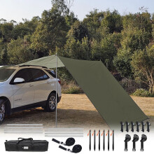 HipierFx Car Awning with Pole 3m x 5m SUV Sun Shelter Outdoor Camping Tarp Waterproof Canopy Shade Hammock Tarp