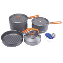 Fire-Maple Feast 4 Camping Cookware Set | Outdoor Cooking kit with Pot Kettle Pan Bowls and Spatula | Kitchen Utensils for 4 People Backpacking