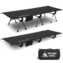 OneTigris SUPRANUBIS Camping Cot, Height Adjustable with Cot Leg Extenders, Strong Support 330lbs, Portable Folding Bed for Camping, Hiking, Travel,