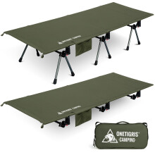 OneTigris SUPRANUBIS Camping Cot, Height Adjustable with Cot Leg Extenders, Strong Support 330lbs, Portable Folding Bed for Camping, Hiking, Travel,