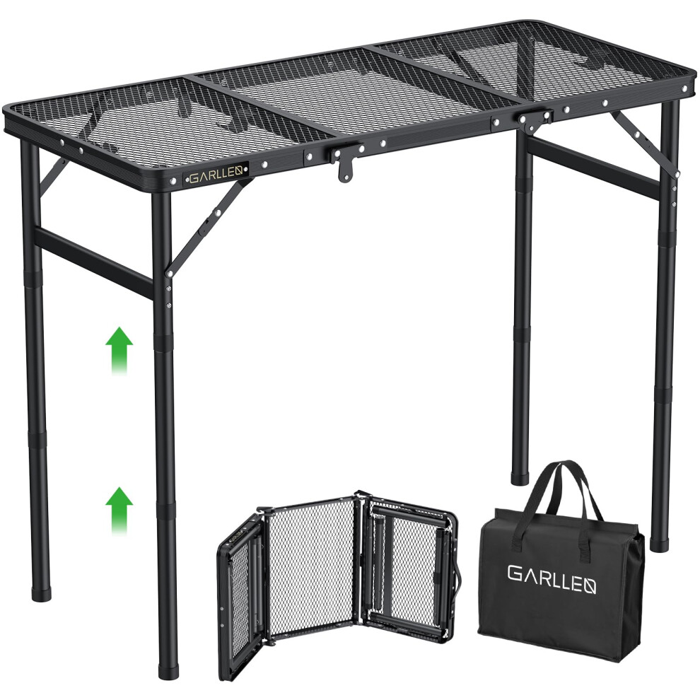 Photos - Outdoor Furniture GARLLEN Folding Camping Table Max Load 66 lbs, 3-Height Adjustable Portable Camping Table with Heat-Resistant Mesh Tabletop,