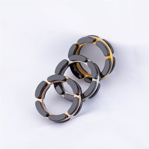 Schwarzer Keramik-Punk-Ring für Damen, Größe 10 2