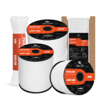 Abma Cord Paracord 4mm 10m 100% Nylon Rope 9 Strands Type III Parachute Cord for DIY, Camping, Survival, Outdoor - Max. 280kg - White