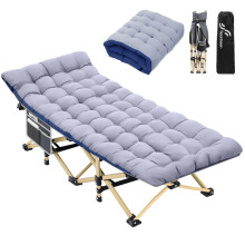 Sportneer Camp Beds for Adults, 74 x 28'' Extra Wide Camping Bed with Mattress and Side Pocket Camp Bed, Camping Beds for Travel Fishing Outdoor