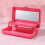 Boîte à maquillage pliable avec miroir rose fuchsia à 2 compartiments 3