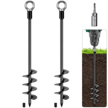 BeneLabel Tent Peg Heavy Duty, 61cm Ground Anchor Screw Trampoline Stake 2pcs Metal Earth Sand Spiral Wind Storm Spike for