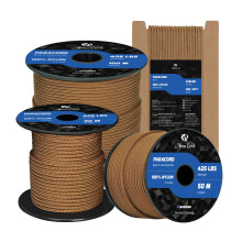 Abma Cord Paracord 3mm 15m 100% Nylon Rope Type II 3 Strands Parachute Cord - Max. 192kg (425lbs) - Coyote Brown