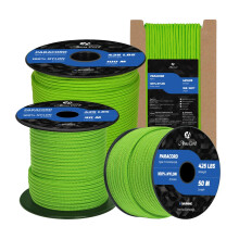Abma Cord Paracord 3mm 30m 100% Nylon Rope Type II 3 Strands Parachute Cord - Max. 192kg (425lbs) - Neon Green