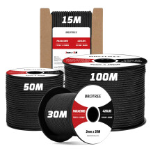 Brotree 3mm Paracord 425 100% Nylon 30M Rope 3 Strands Type II Parachute Cord for Outdoor, Craft, DIY - 192kg Breaking Load (Black)