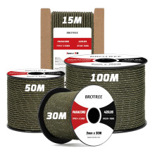 Brotree 3 mm Paracord 425 3 Strands Nylon Rope Type II Parachute Cord for Outdoor, Craft, DIY (30 m, 50 m) ? 193 kg Breaking Load