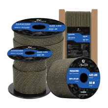 Abma Cord Paracord 3mm 15m 100% Nylon Rope Type II 3 Strands Parachute Cord - Max. 192kg (425lbs) - Reflective Army Green