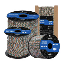 Abma Cord Paracord 3mm 50m 100% Nylon Rope Type II 3 Strands Parachute Cord - Max. 192kg (425lbs) - Honor