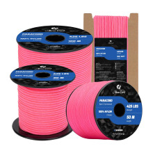 Abma Cord Paracord 3mm 30m 100% Nylon Rope Type II 3 Strands Parachute Cord - Max. 192kg (425lbs) - Neon Pink