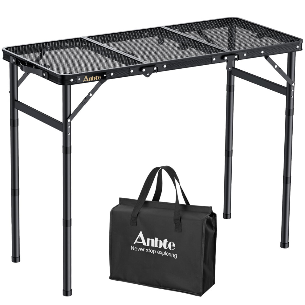 Photos - Outdoor Furniture Anbte Folding Camping Table, Aluminum Camping Table Adjustable Height Max 70 cm Picnic Table with Mesh Desktop, Lightweight,