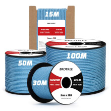 Brotree 3mm Paracord 425 100% Nylon 100M Rope 3 Strands Type II Parachute Cord for Outdoor, Craft, DIY - 192kg Breaking Load (Sky Blue)