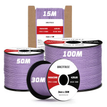 Brotree 3mm Paracord 425 100% Nylon 15M Rope 3 Strands Type II Parachute Cord for Outdoor, Craft, DIY - 192kg Breaking Load (Lilac)