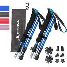 BISINNA Trekking Poles- 2pc/set Folding Aluminum Walking Sticks Hiking Sticks with Quick Lock System, Collapsible, Adjustable, Lightweight for Camping