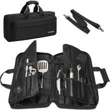 OUUTMEE Chef Knife Bag, 17-Slot Knife Storage Case with Multiple Pockets| Heavy-Duty Knife Carrying Case| Lightweight Knife Carrier Travel Bag for