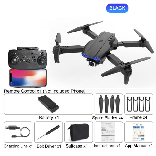 Μαύρο μίνι πτυσσόμενο τηλεκατευθυνόμενο drone, πτήση 20 λεπτών, εμβέλεια 150 μέτρων, 1
