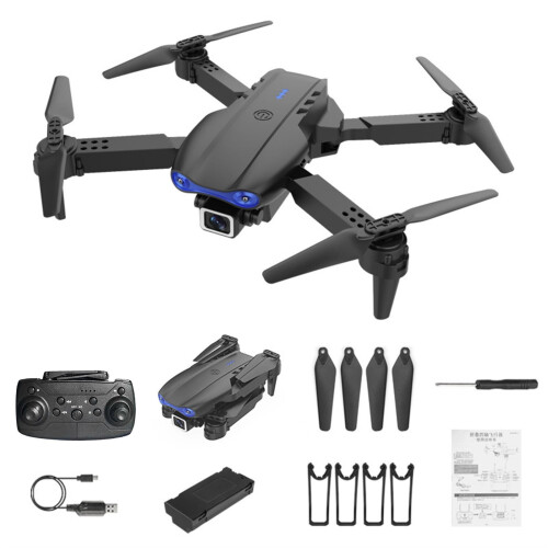 Μαύρο μίνι πτυσσόμενο τηλεκατευθυνόμενο drone, πτήση 20 λεπτών, εμβέλεια 150 μέτρων, 2