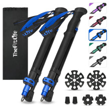 TheFitLife Collapsible Trekking Poles for Hiking ? Lightweight Folding Walking Sticks for Men and Women with Extra-Long Foam Handle and Metal Flip