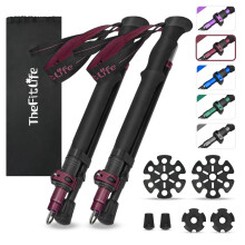 TheFitLife Collapsible Trekking Poles for Hiking ? Lightweight Folding Walking Sticks for Men and Women with Extra-Long Foam Handle and Metal Flip