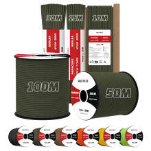 Brotree 4mm Paracord 550 15M 100% Nylon Rope 7 Strands Type III Parachute Cord for Outdoor and DIY - 250kg Breaking Load (Army Green)