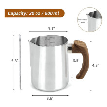 2X Brocca per Schiuma di Latte 20 OZ (600 Ml), Brocca per La Cottura un Vapore di Caffè Espresso con Manico Antiscottatura, Tazza per Montalatte nel