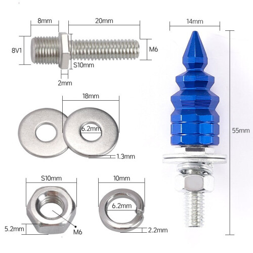 Forest Tree License Plate Fasteners M6 Thread 4-Pack 2