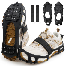 Ice Snow Grips for Boots Spikes Crampons Snow Shoes Ice Grippers Traction Cleats for Footwear with 24 Stainless Steel Spikes for Walking, Jogging,
