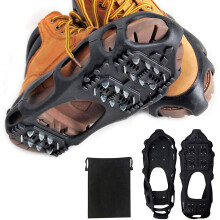 Ice Cleats Snow Traction Cleats Crampons for Shoes and Boots, Non-Slip Overshoe Rubber Snow Grippers Spikes Slip-on Stretch Footwear for Women Men