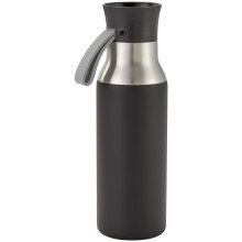 Judge Essentials Reusable Black Water Bottle, 500ml, Stainless Steel, 100% Leakproof, Drinks Flask for Hot and Cold Drinks