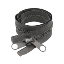 YaHoGa Pack of 2 76 cm #10 Large Zip Plastic Separable Zip with Double Pull for Tents Cover Sleeping Bag (DP Grey)